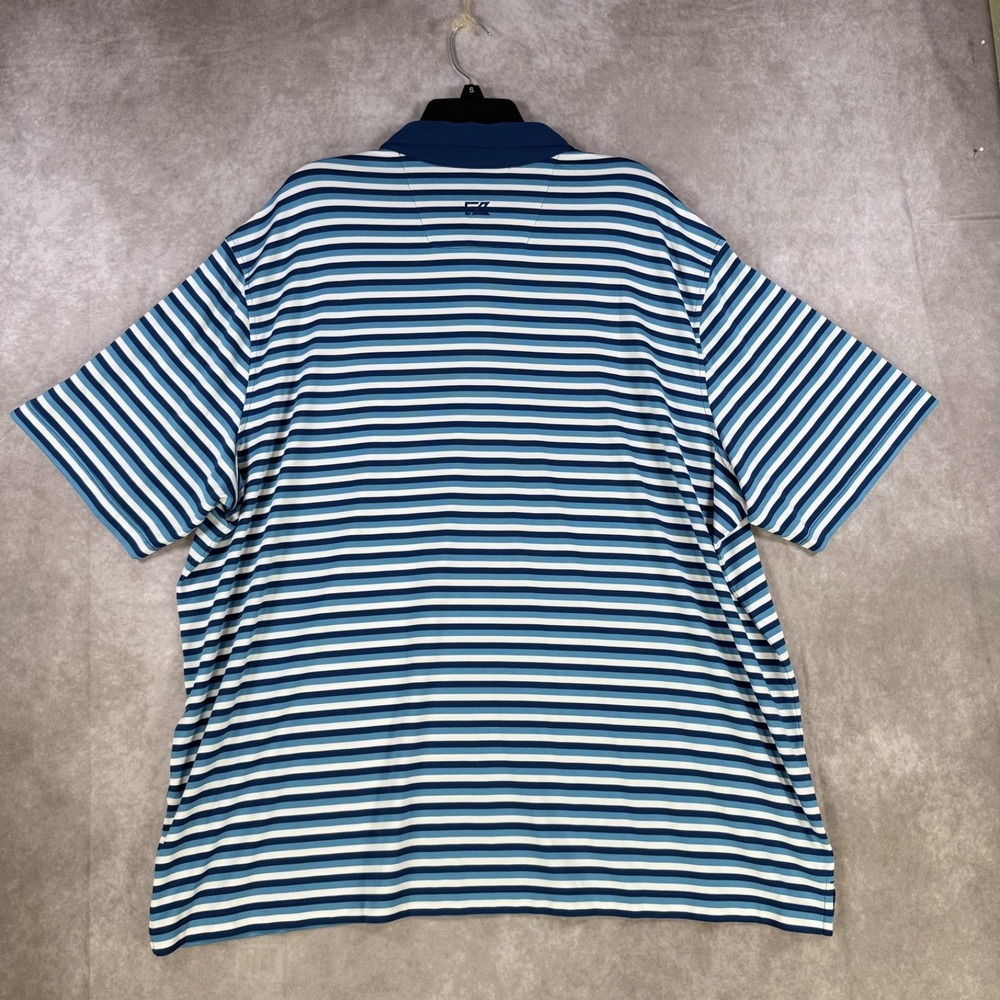 Cutter & Buck‎ Polo Shirt Men XXXL Blue White Striped Stretch Logo Golf Outdoor - Picture 2 of 9